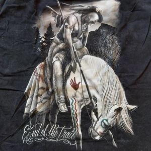 Native American Shirt 2XL End Of The Trail Black Art Short Sleeve Tee